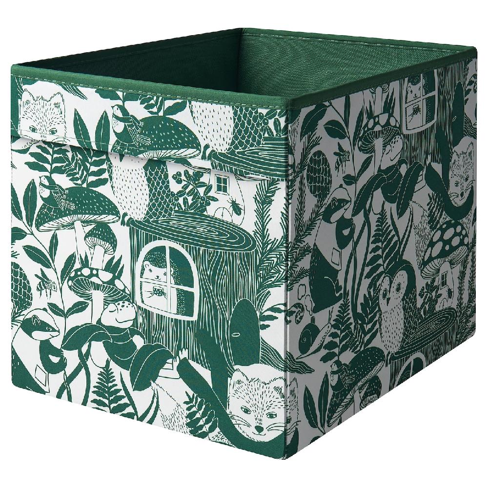 IKEA SKOGSDUVA Caja verde/blanco 33x38x33 cm