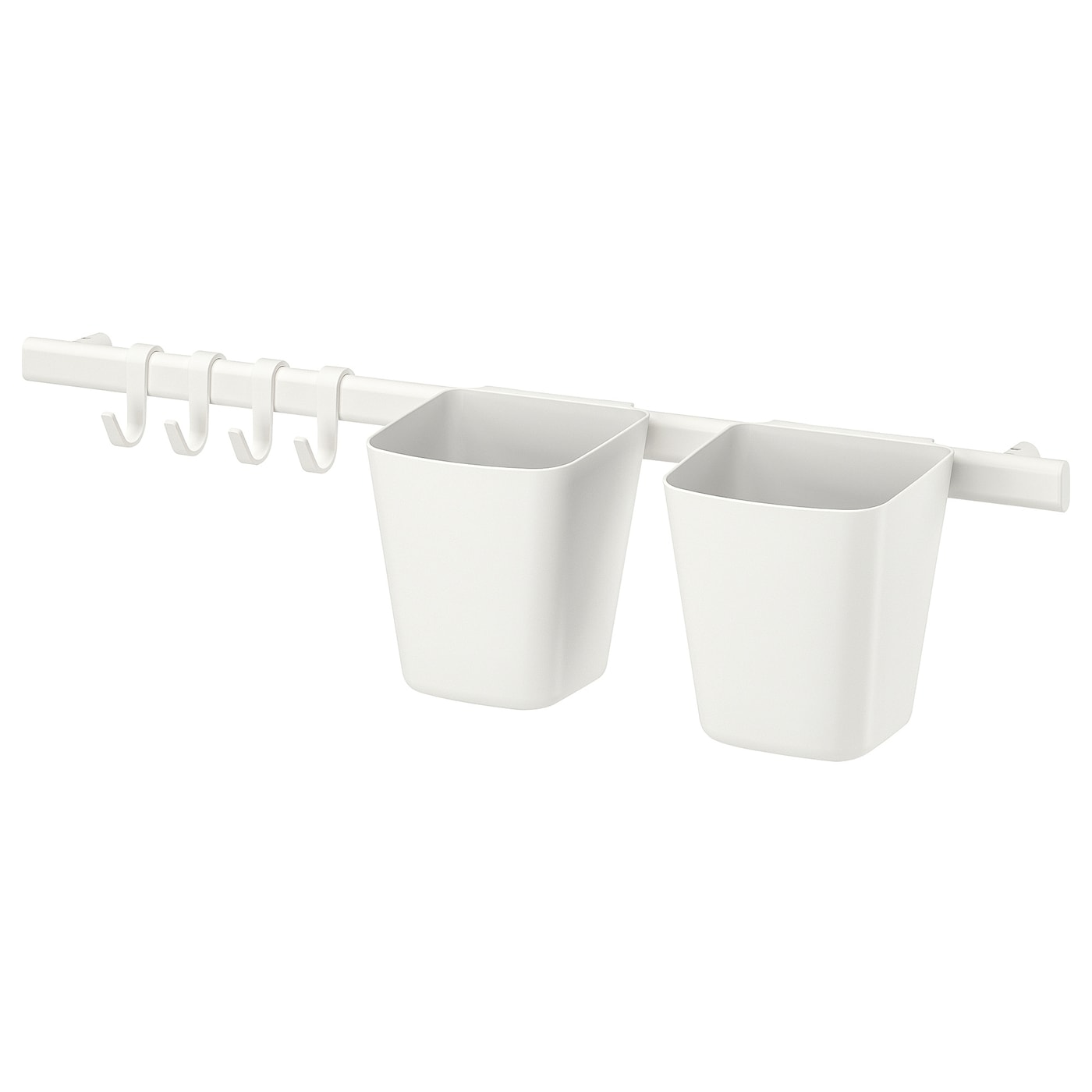 IKEA SUNNERSTA Riel 4 Ganchos 2 Recipientes Blanco