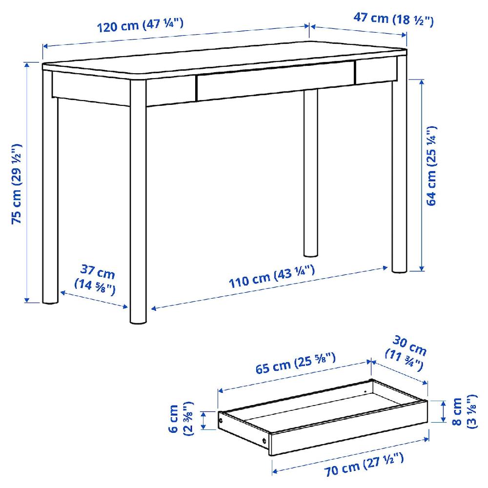 IKEA TONSTAD Escritorio Chapa Roble 120x47 Cm