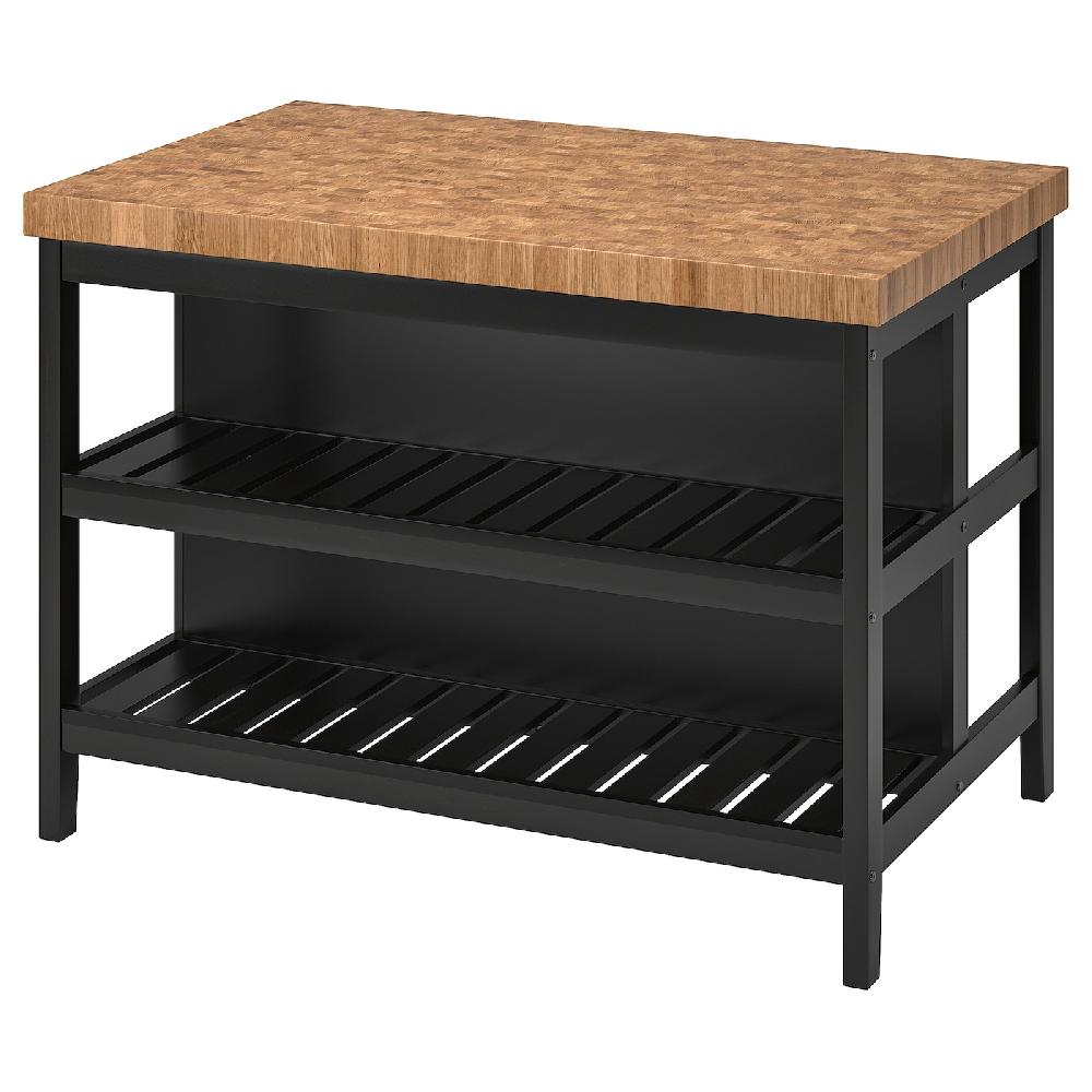 IKEA VADHOLMA Isla negro/roble 126x79x90 cm