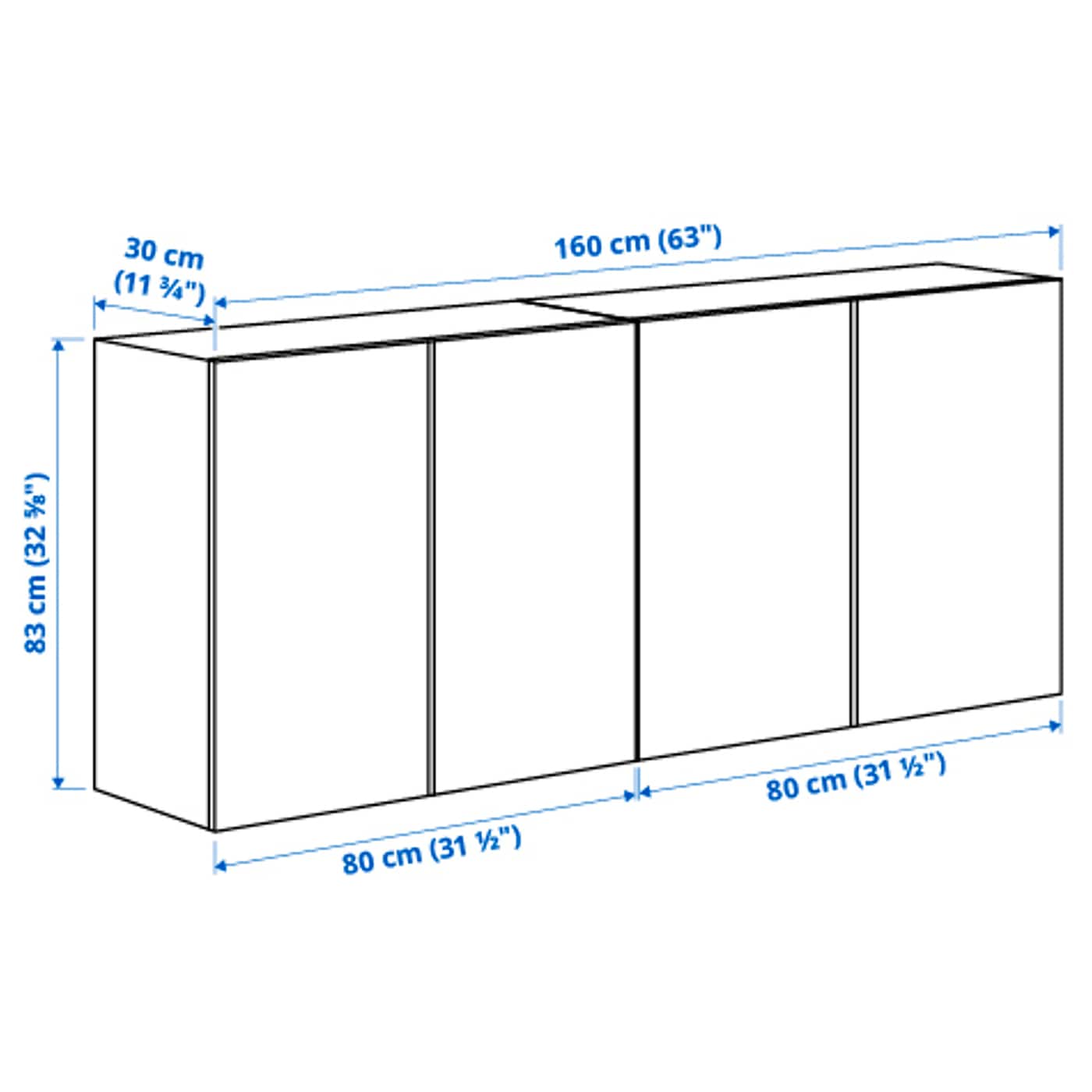 IKEA IVAR Armario De Pared Con Puertas Pino 160x30x83 Cm