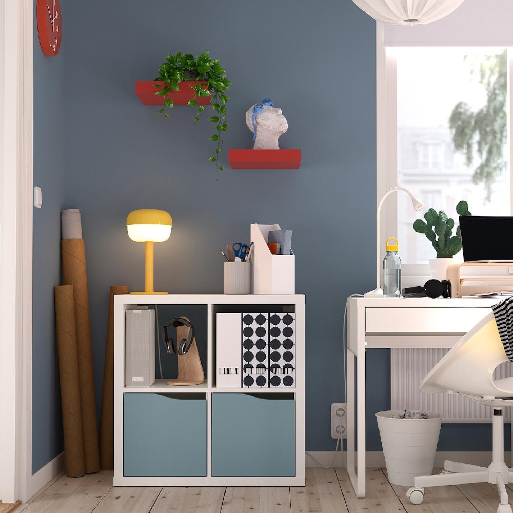 IKEA KALLAX Estantería Con 2 Puertas Blanco/azul Grisáceo Claro Con Forma Ondulada 77x77 Cm