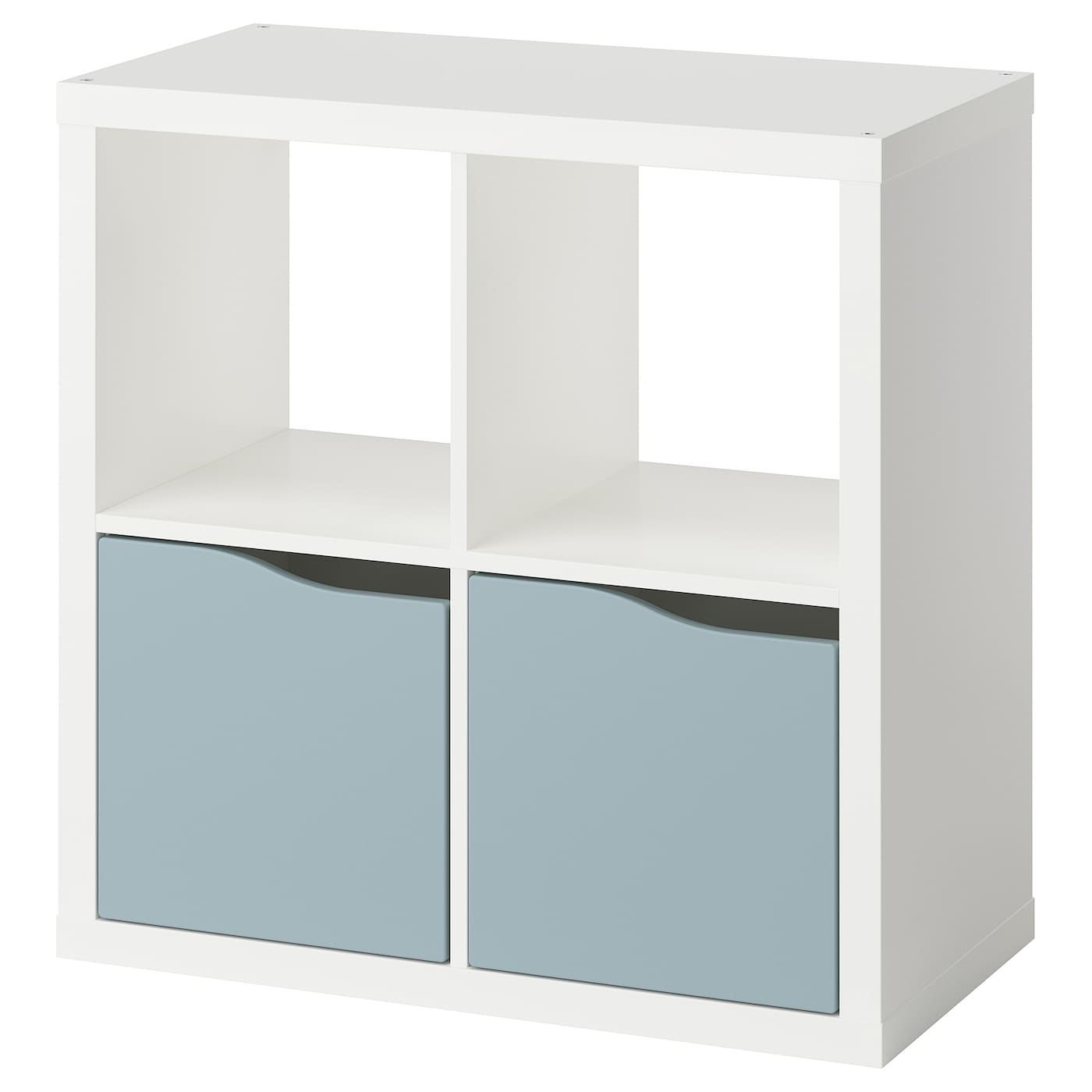 IKEA KALLAX Estantería con 2 puertas blanco/azul grisáceo claro con forma ondulada 77x77 cm