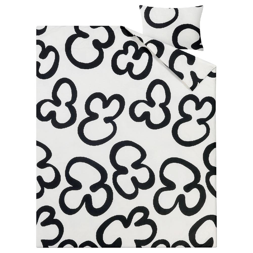 IKEA KLIPPBRÄCKA Funda Nórdica Con Funda De Almohada Blanco/negro 150x200/50x60 Cm
