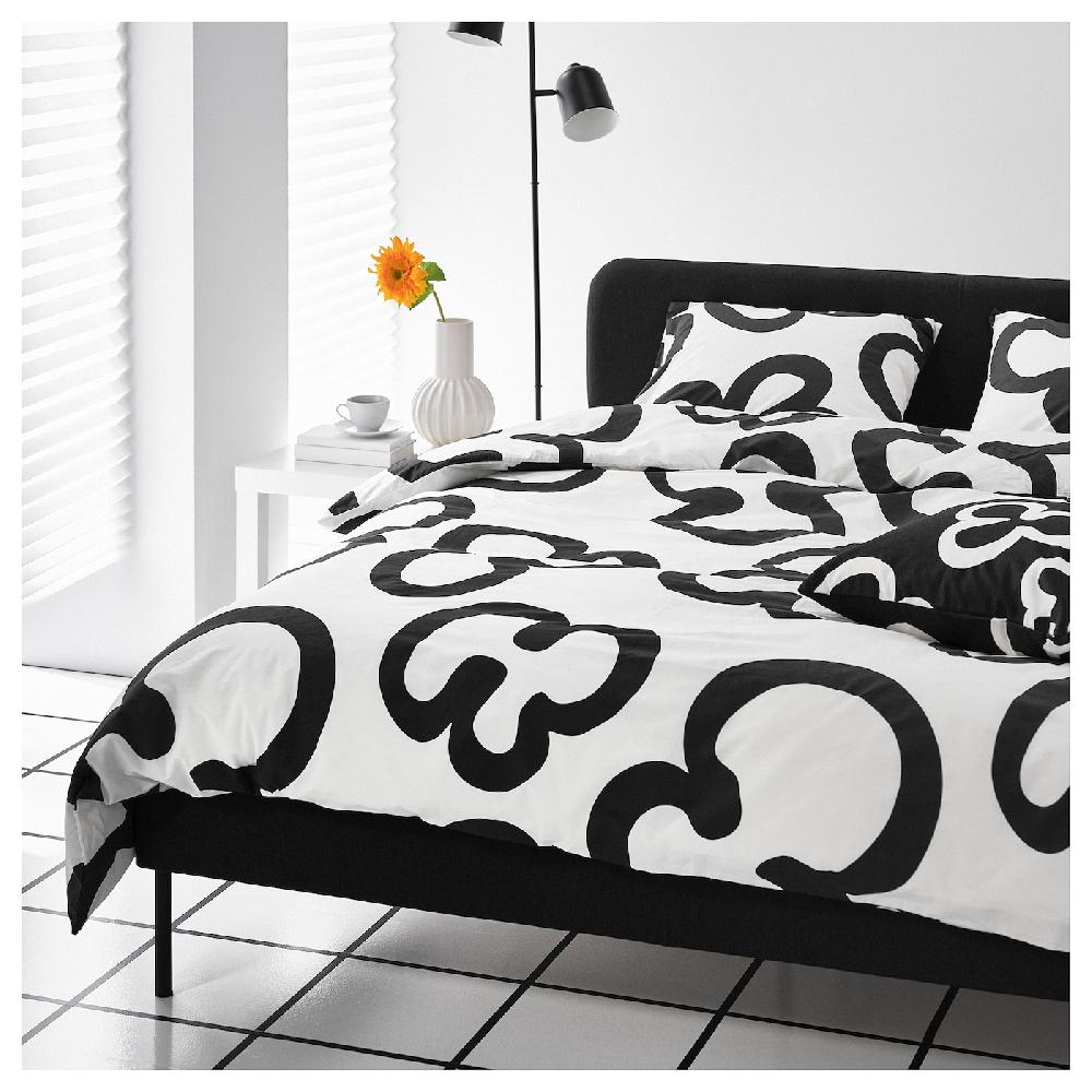 IKEA KLIPPBRÄCKA Funda Nórdica Y 2 Fundas Almohada Blanco/negro 240x220/50x60 Cm