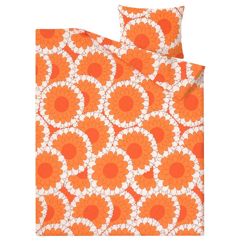 IKEA KRANSMALVA Funda Nórdica Con Funda De Almohada Naranja 150x200/50x60 Cm