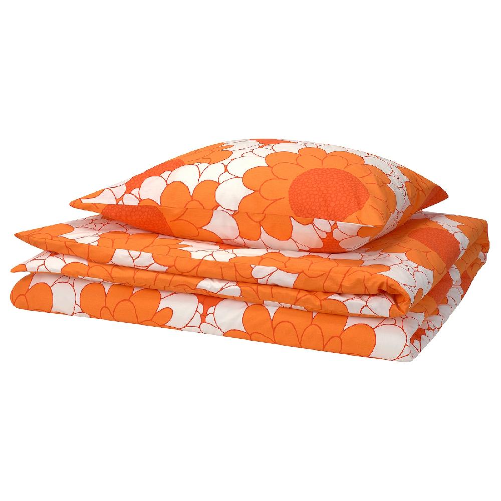 IKEA KRANSMALVA Funda nórdica con funda de almohada naranja 150x200/50x60 cm