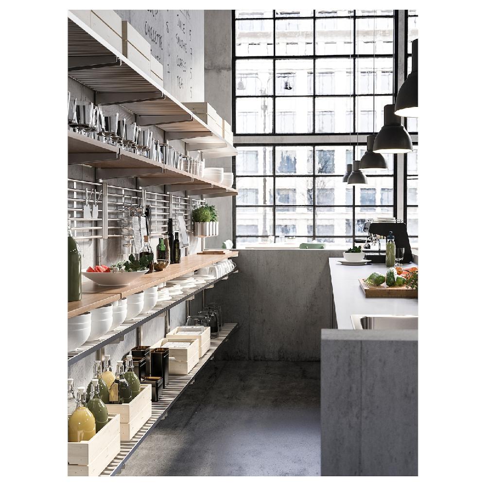 IKEA KUNGSFORS Riel Con Baldas De Rejilla Acero Inoxidable/fresno