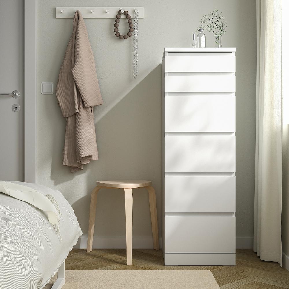 IKEA MALM Cómoda De 6 Cajones Blanco/espejo 40x123 Cm