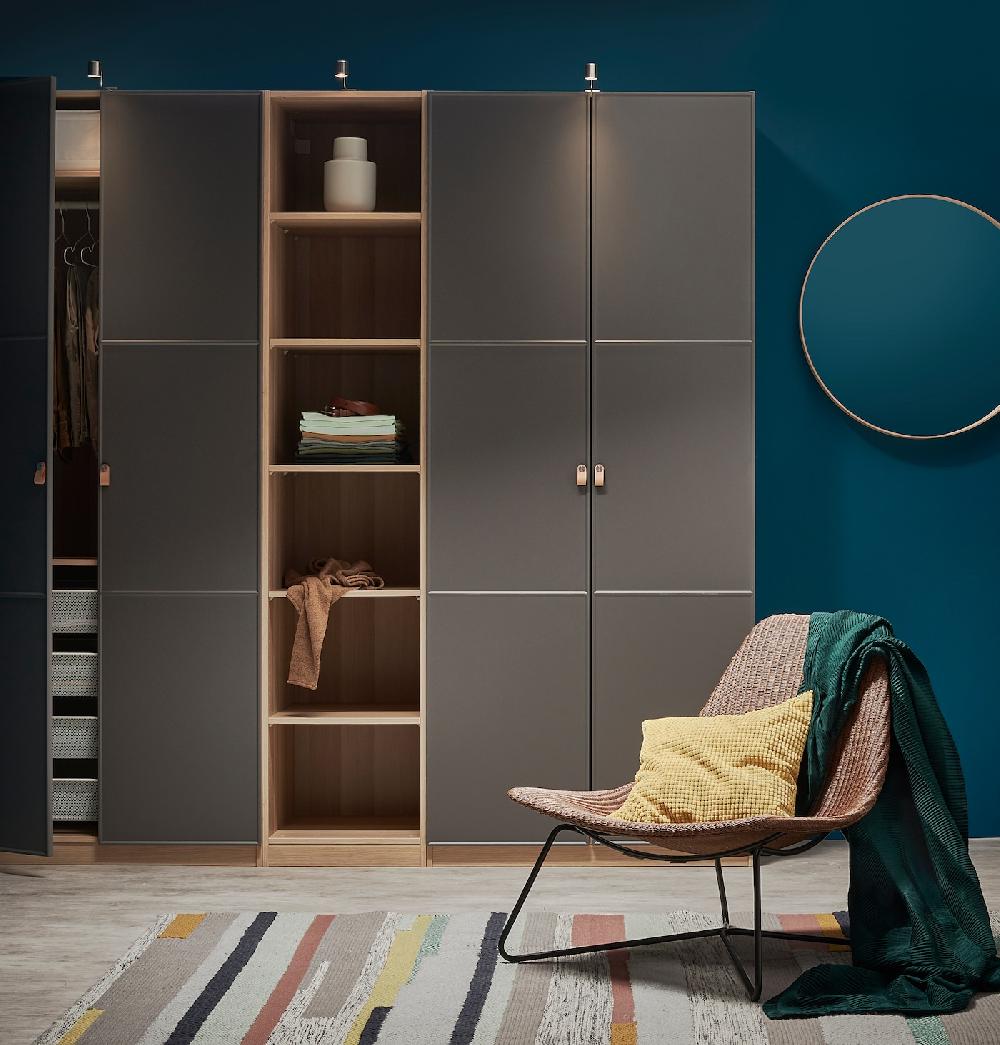 IKEA MERÅKER Puerta Con Bisagras Gris Oscuro 50x229 Cm