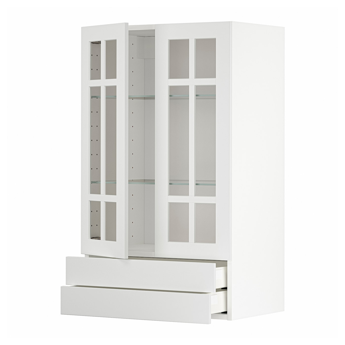 IKEA METOD / MAXIMERA Armario Pared Con Puertas De Vidrio Blanco/Stensund Blanco 60x100 Cm