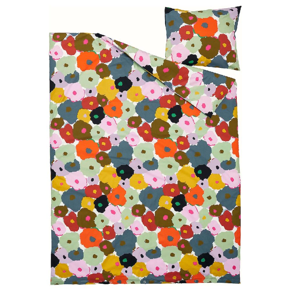 IKEA MURREVA Funda Nórdica Con Funda De Almohada Multicolor/motivo Floral 150x200/50x60 Cm