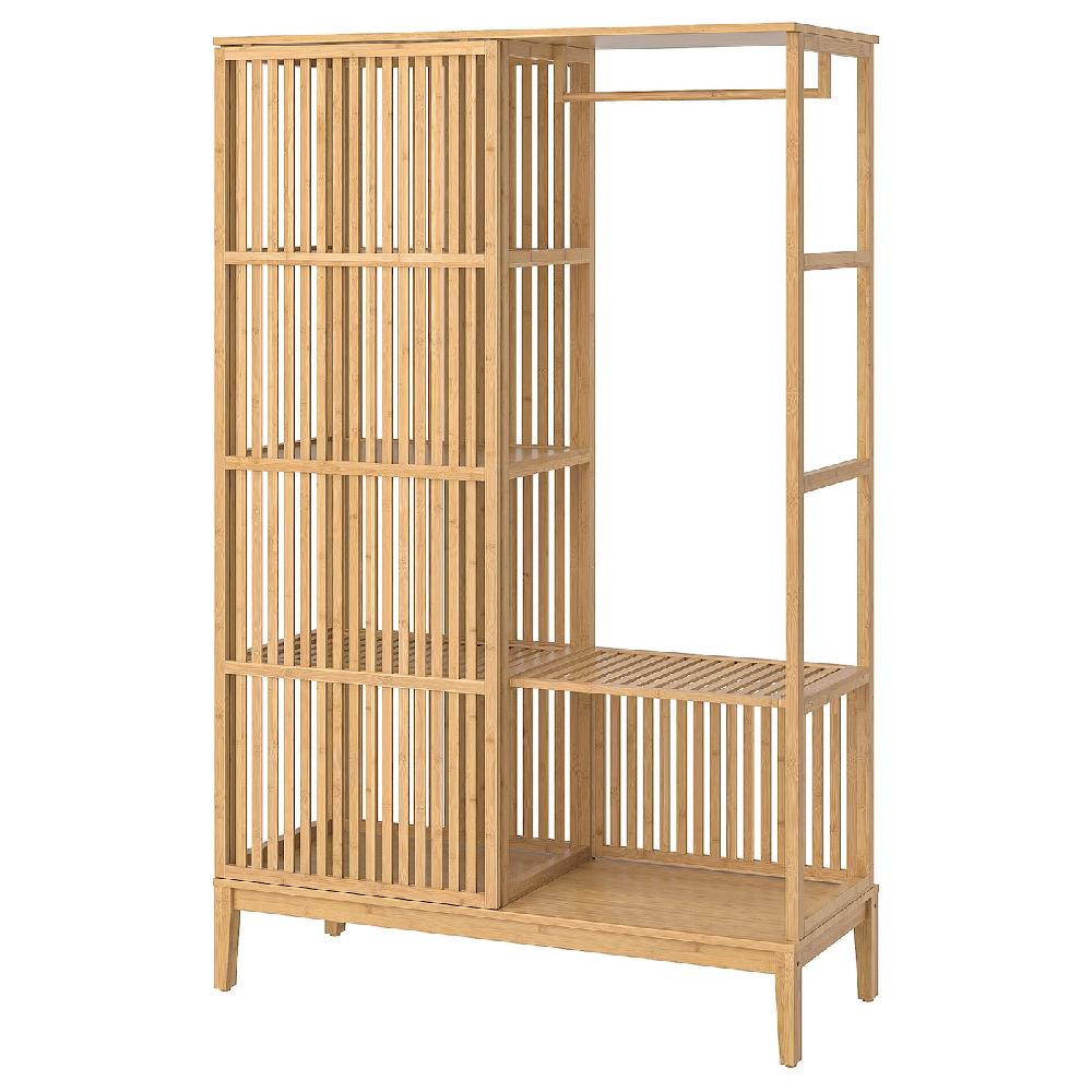 IKEA NORDKISA Armario abierto puerta corredera bambú 120x186 cm