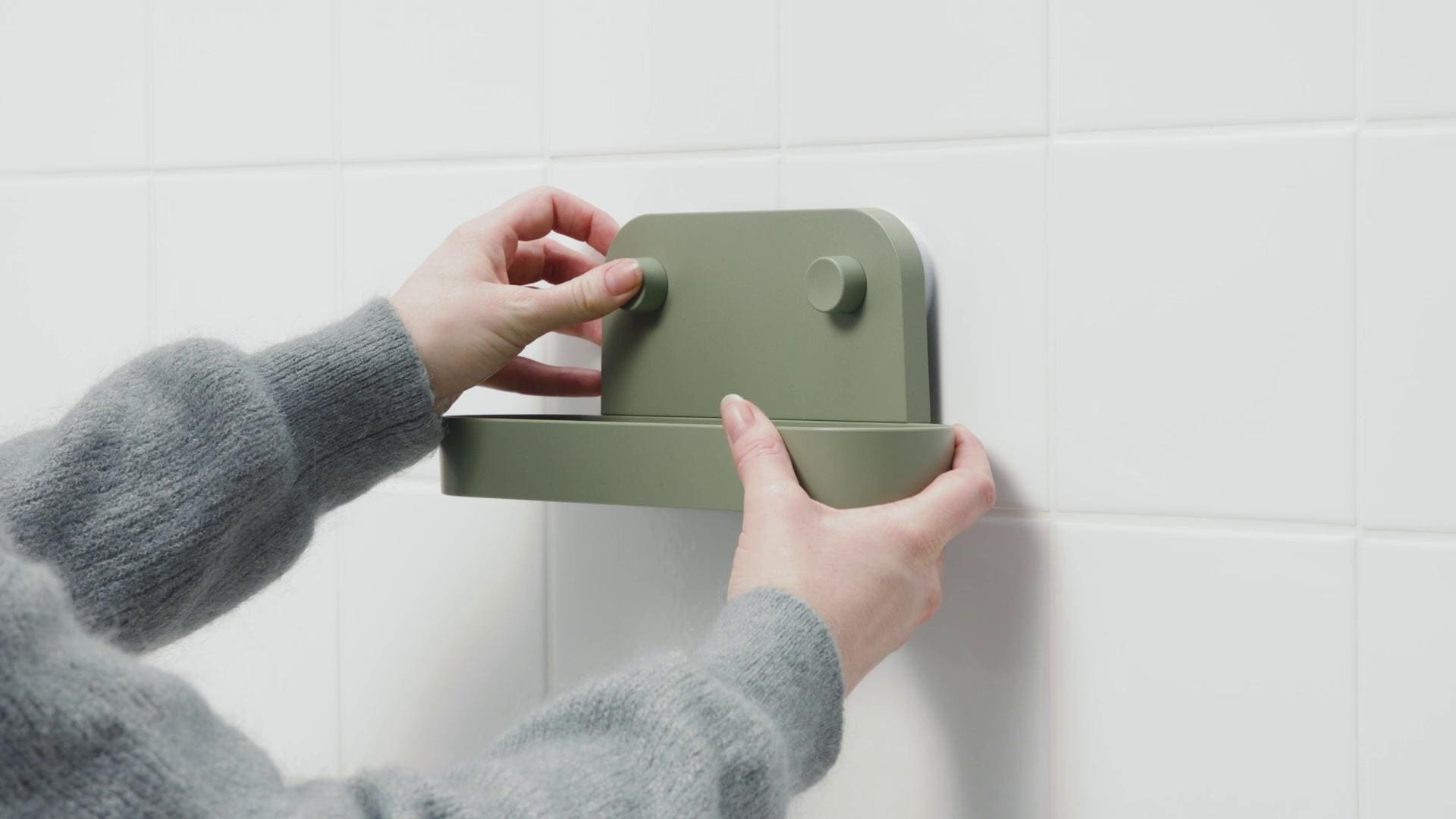 IKEA ÖBONÄS Estantería Con Ventosa Verde Grisáceo 28 Cm