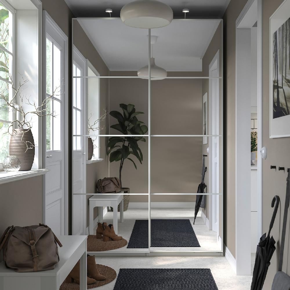 IKEA PAX / AULI Armario Con Puertas Correderas Blanco/espejo 150x43x236 Cm