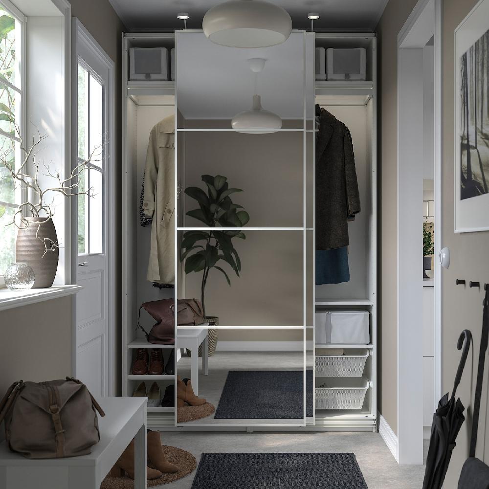 IKEA PAX / AULI Armario Con Puertas Correderas Blanco/espejo 150x43x236 Cm