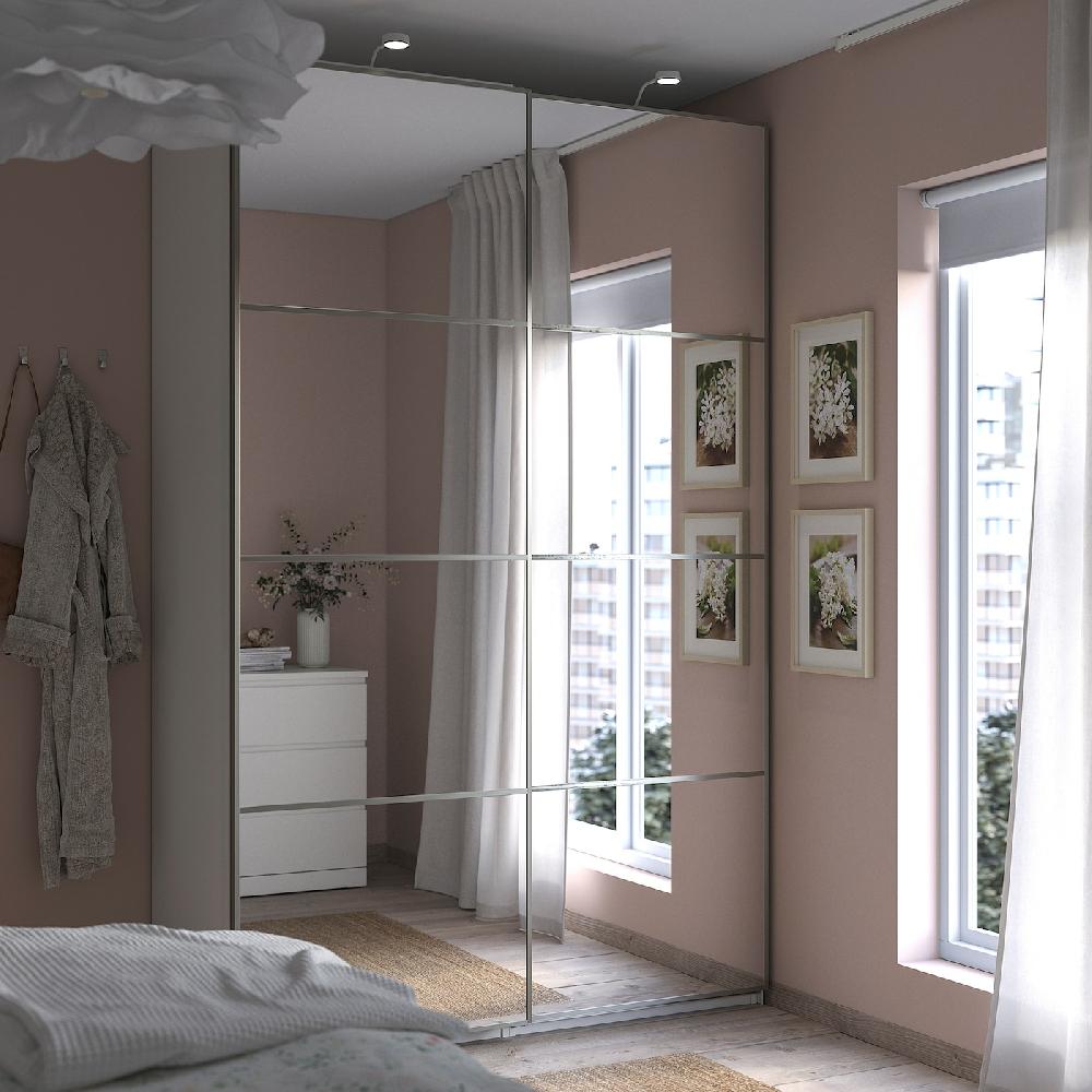 IKEA PAX / AULI Armario Con Puertas Correderas Blanco/espejo 150x66x236 Cm
