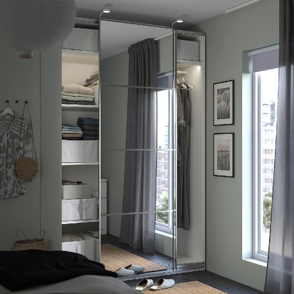 IKEA PAX / AULI Armario Con Puertas Correderas Blanco/espejo 150x66x236 Cm