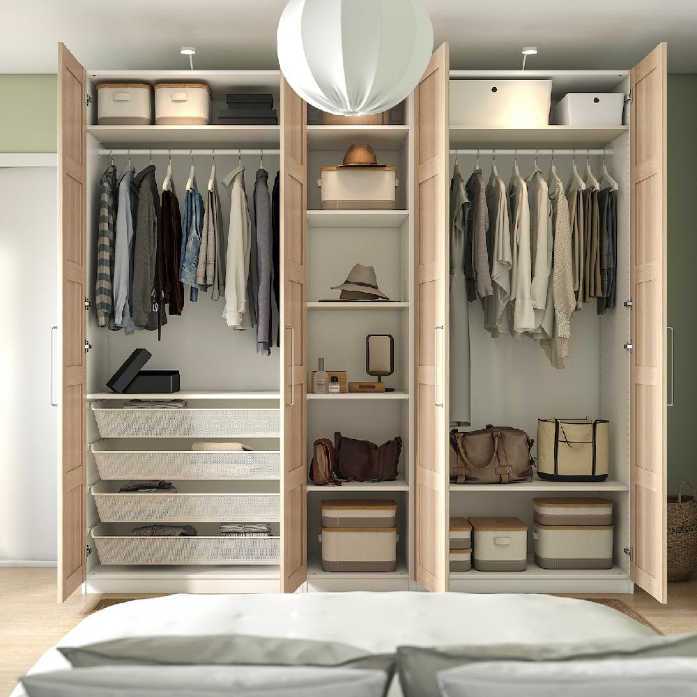 IKEA PAX / BERGSBO Combinación Armario Blanco/efecto Roble Tinte Blanco 250x60x236 Cm