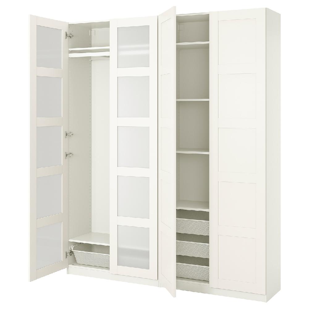 IKEA PAX / BERGSBO Combinación armario blanco/vidrio esmerilado 200x38x236 cm