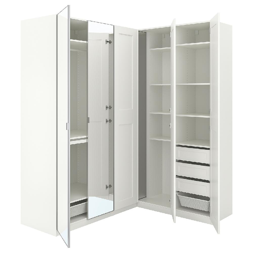 IKEA PAX / GRIMO/ÅHEIM Armario esquinero blanco/blanco espejo 211/161x236 cm