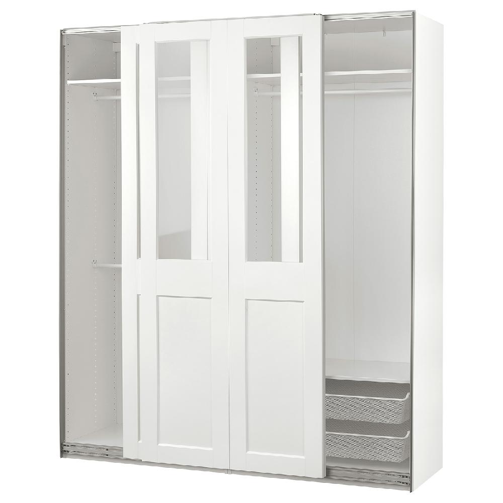 IKEA PAX / GRIMO Armario con puertas correderas blanco/vidrio incoloro blanco 200x66x236 cm