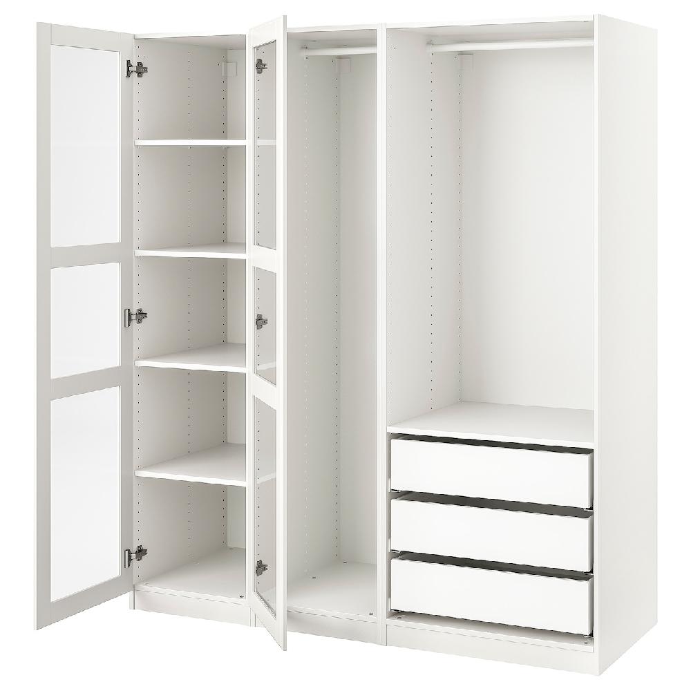 IKEA PAX / TYSSEDAL Armario blanco/vidrio blanco 175x60x201 cm