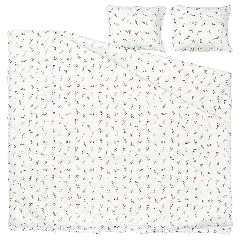 IKEA PILDVÄRGMAL Funda Nórdica Y 2 Fundas Almohada Blanco/motivo Floral 240x220/50x60 Cm