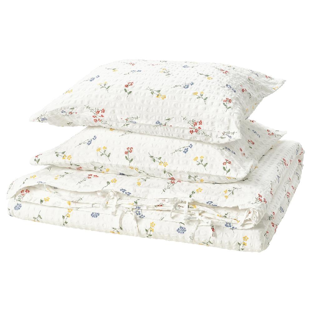 IKEA PILDVÄRGMAL Funda nórdica y 2 fundas almohada blanco/motivo floral 240x220/50x60 cm