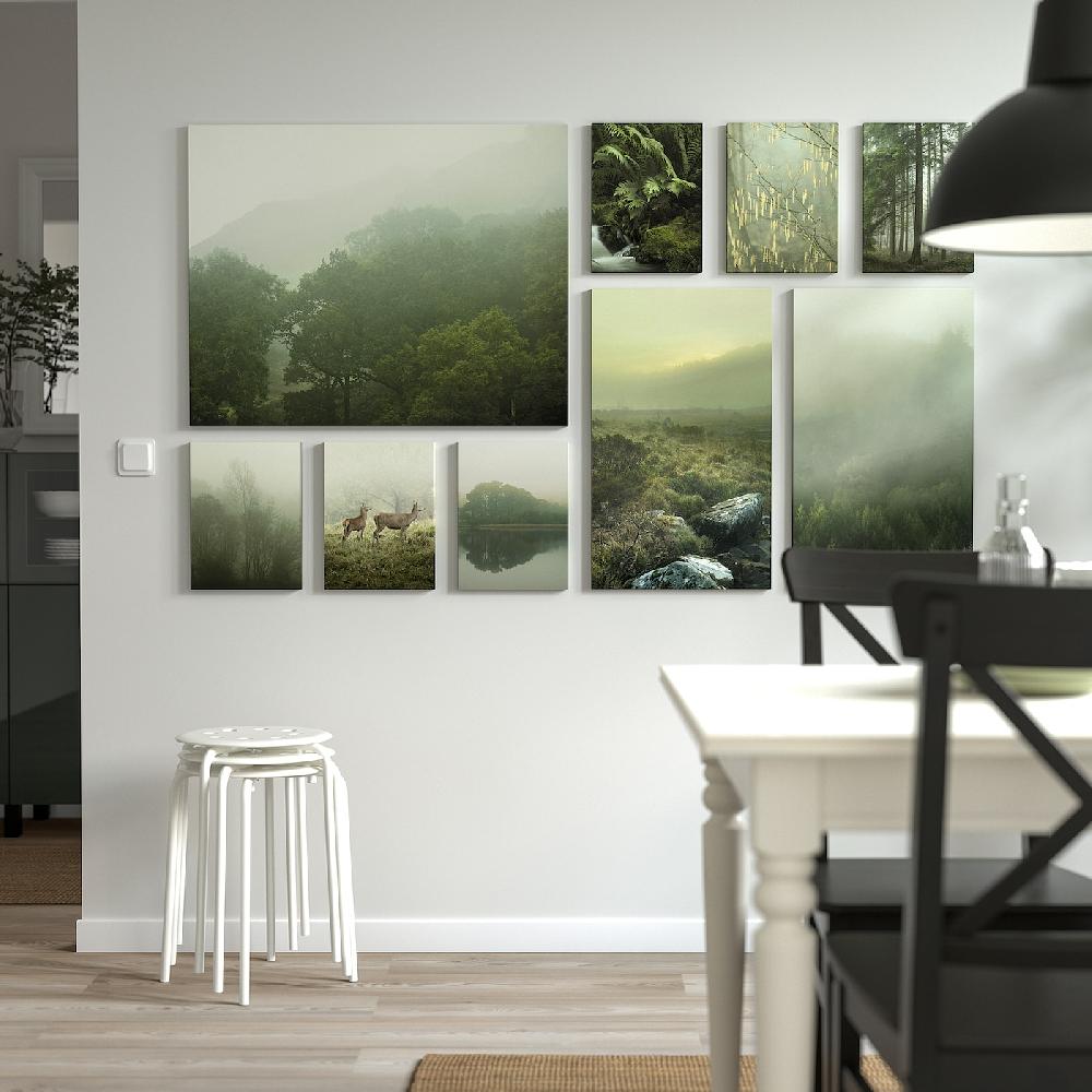 IKEA PJÄTTERYD Juego 9 Imágenes Niebla Bosque 179x112 Cm