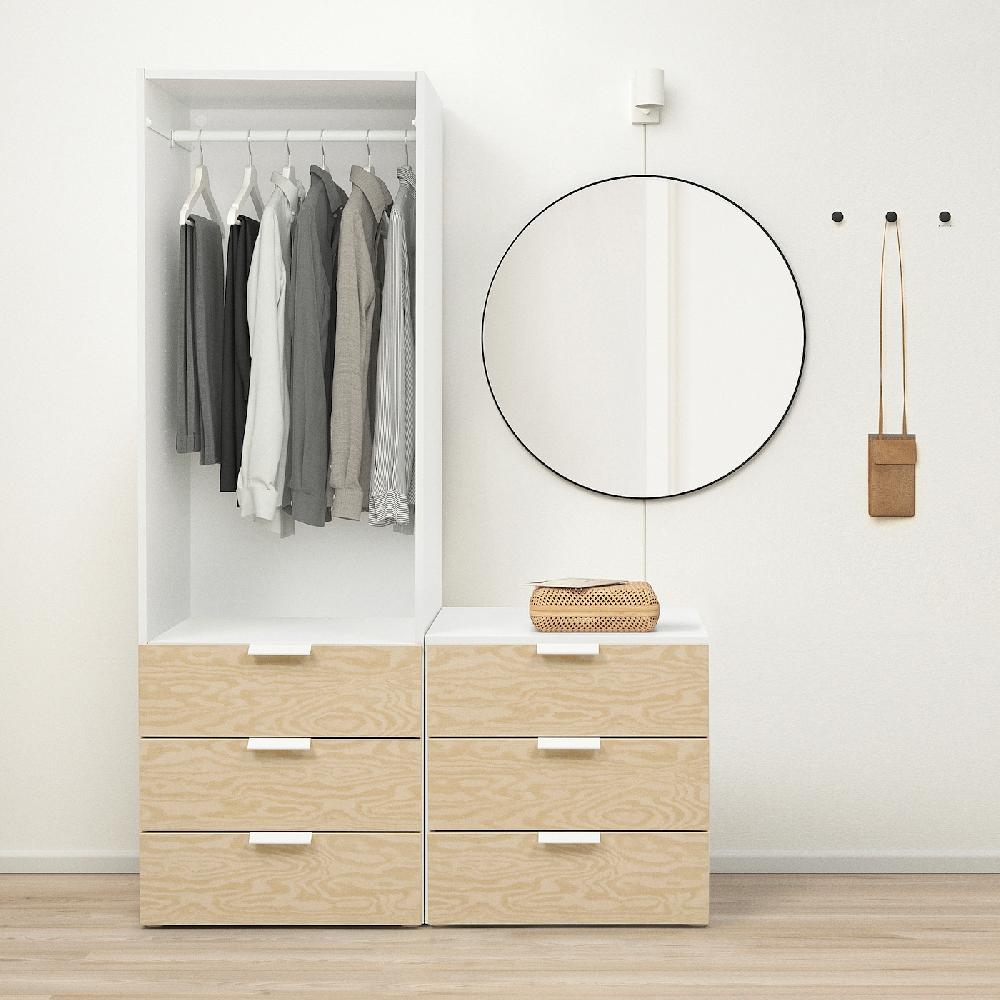IKEA PLATSA Armario 1 Puerta 6 Cajones Blanco Kalbåden/efecto Pino Alegre FONNES Blanco 120x57x181 Cm