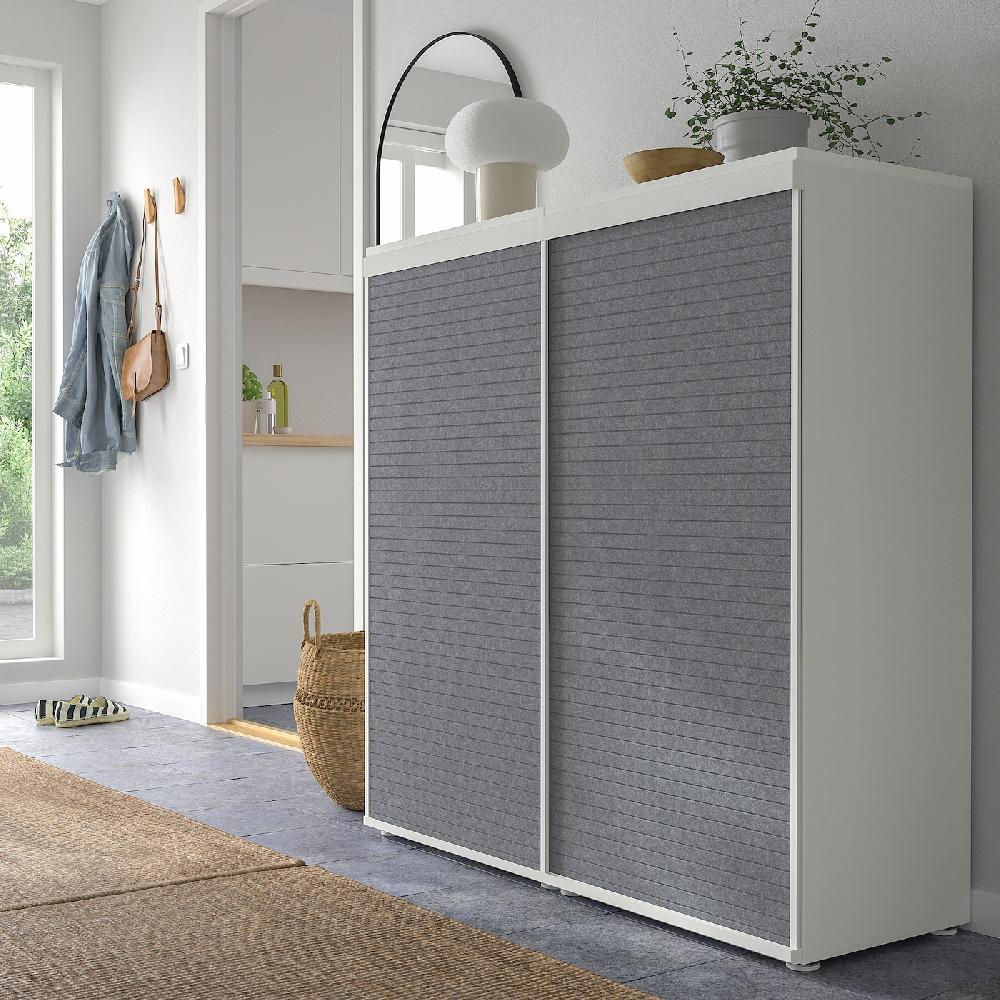 IKEA PLATSA Armario+2 Puertas Correderas Blanco Larkollen/gris Oscuro 120x42x123 Cm