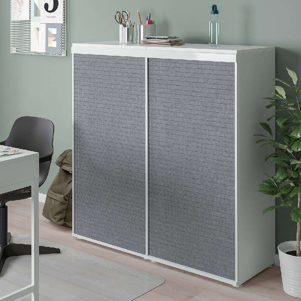 IKEA PLATSA Armario+2 Puertas Correderas Blanco Larkollen/gris Oscuro 120x42x123 Cm