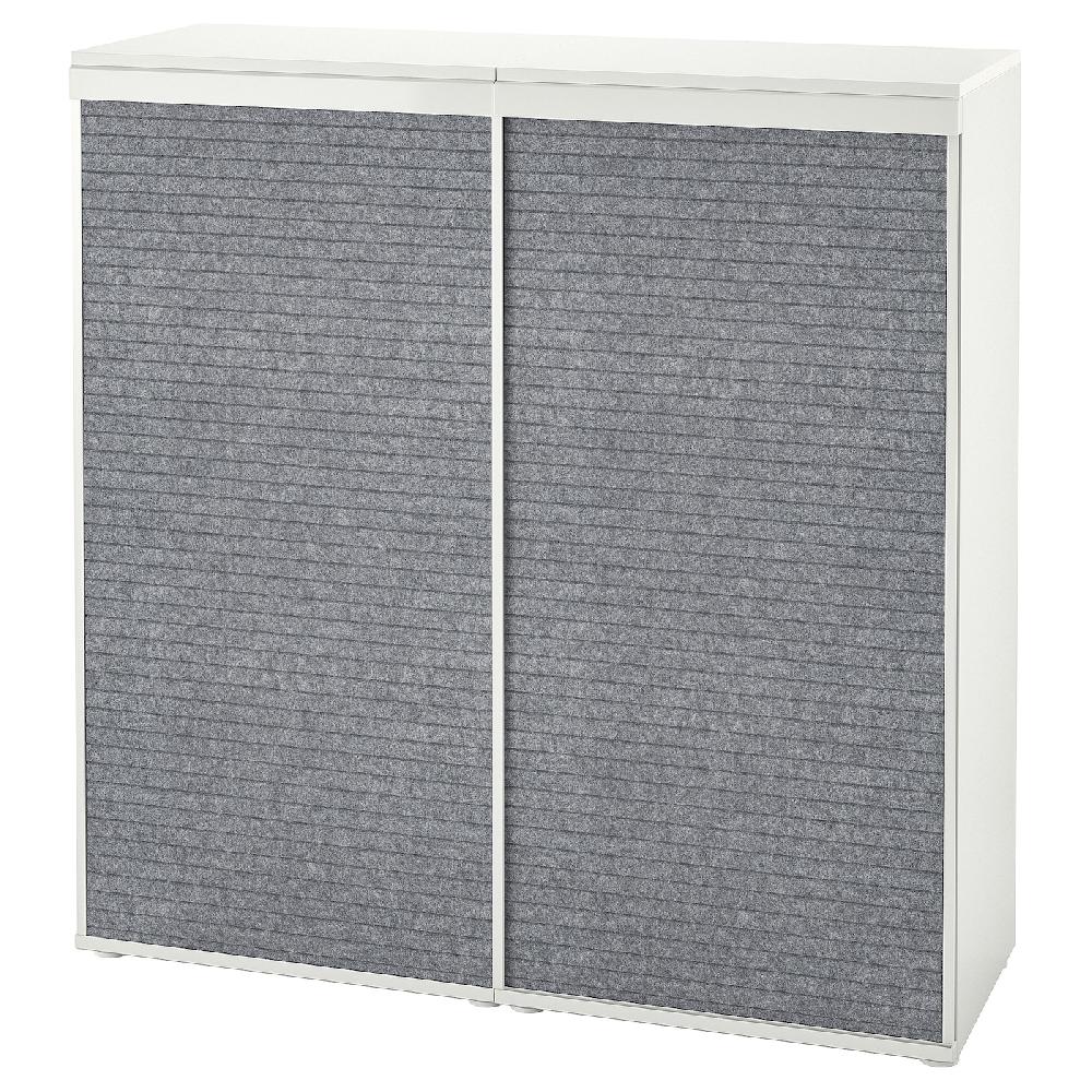 IKEA PLATSA Armario+2 puertas correderas blanco Larkollen/gris oscuro 120x42x123 cm