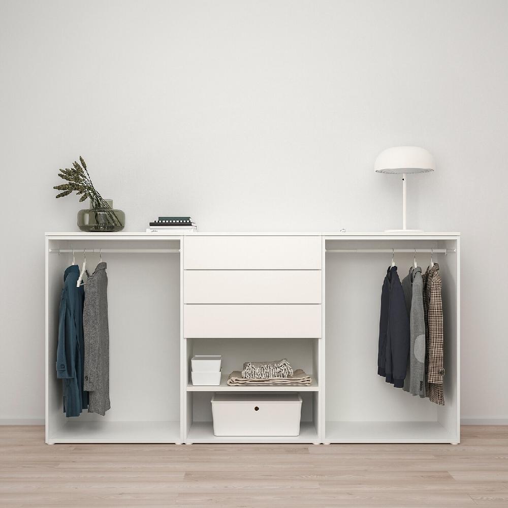 IKEA PLATSA Armario 4 Puertas Y 3 Cajones Blanco FONNES Blanco/SANNIDAL Blanco 240x57x123 Cm