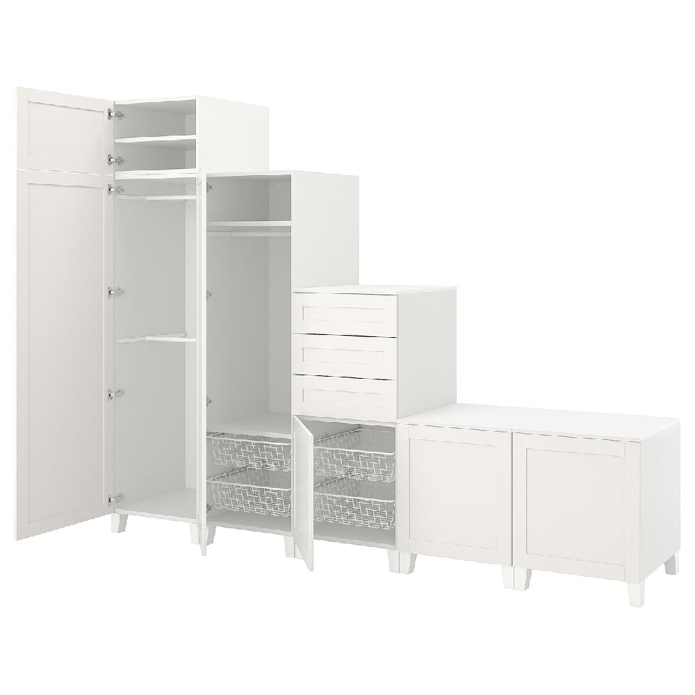 IKEA PLATSA Armario 6 puertas 3 cajones blanco/Sannidal blanco 300x57x231 cm
