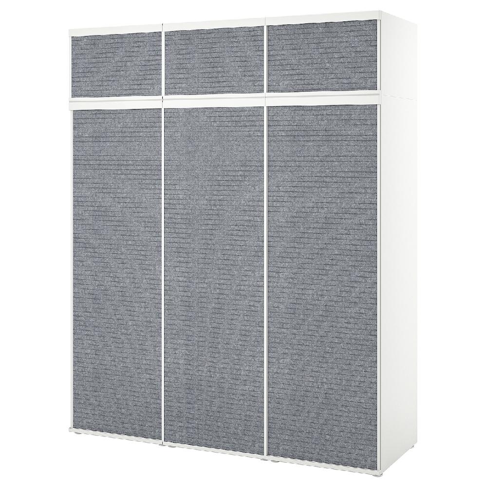 IKEA PLATSA Armario+6 puertas correderas blanco Larkollen/gris oscuro 180x57x221 cm