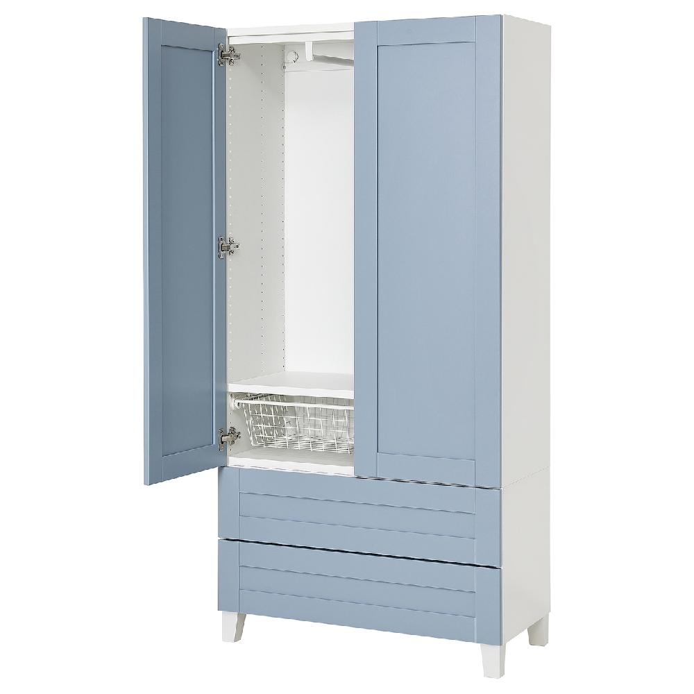 IKEA PLATSA Armario con 2 puertas+2cajones blanco/Sannidal azul 80x42x173 cm