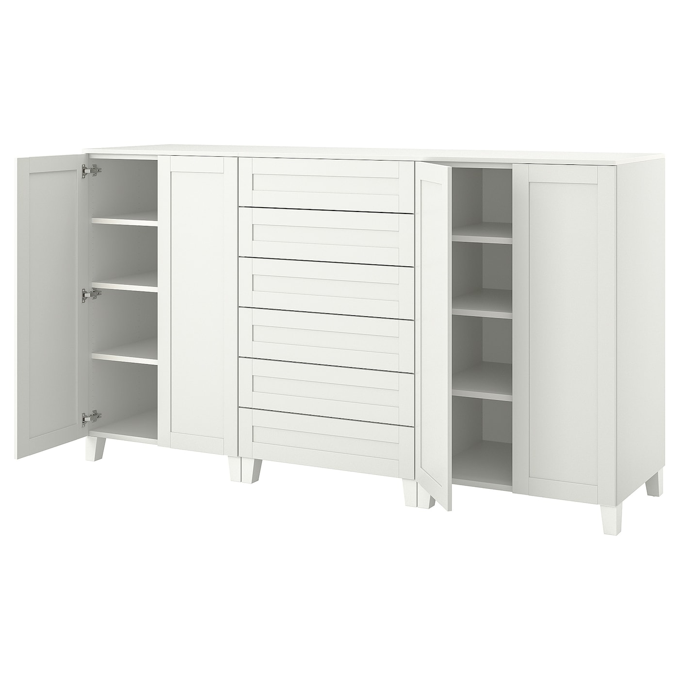 IKEA PLATSA Armario puertas cajones blanco/SANNIDAL blanco 240x57x133 cm