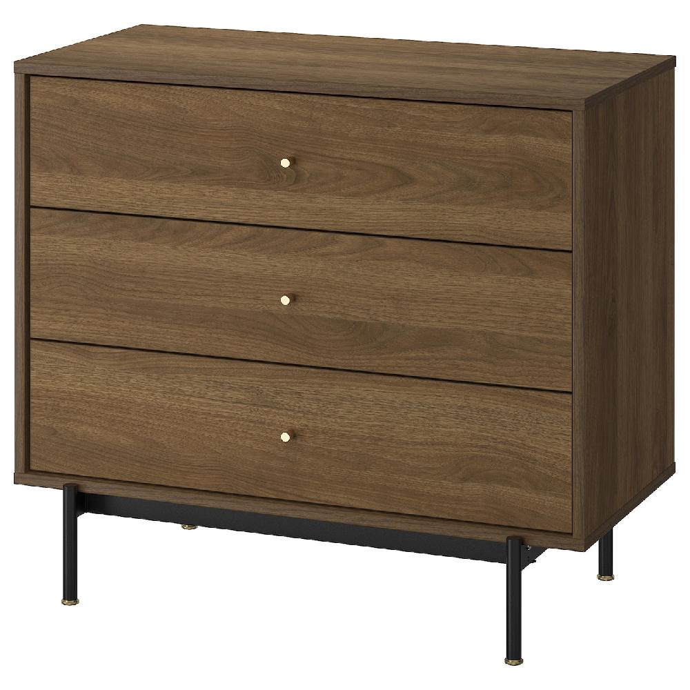 IKEA RÅDMANSÖ Cómoda De 3 Cajones Marrón Efecto Nogal 90x48x81 Cm