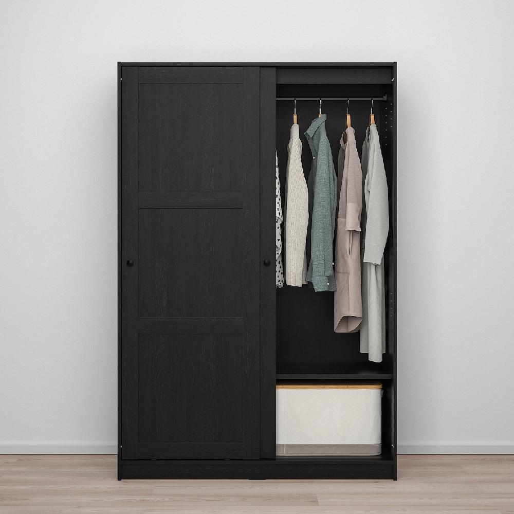 IKEA RAKKESTAD Armario Con Puertas Correderas Negro-marrón 117x176 Cm