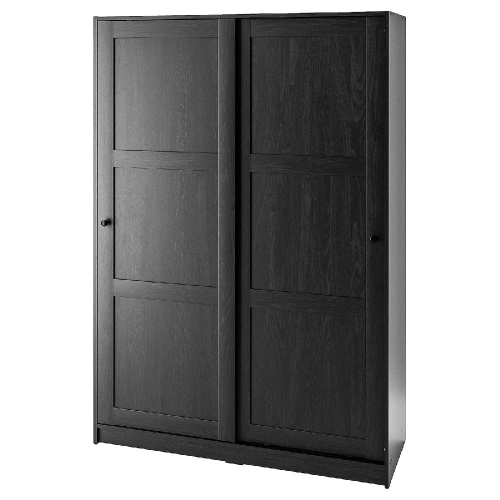 IKEA RAKKESTAD Armario con puertas correderas negro-marrón 117x176 cm