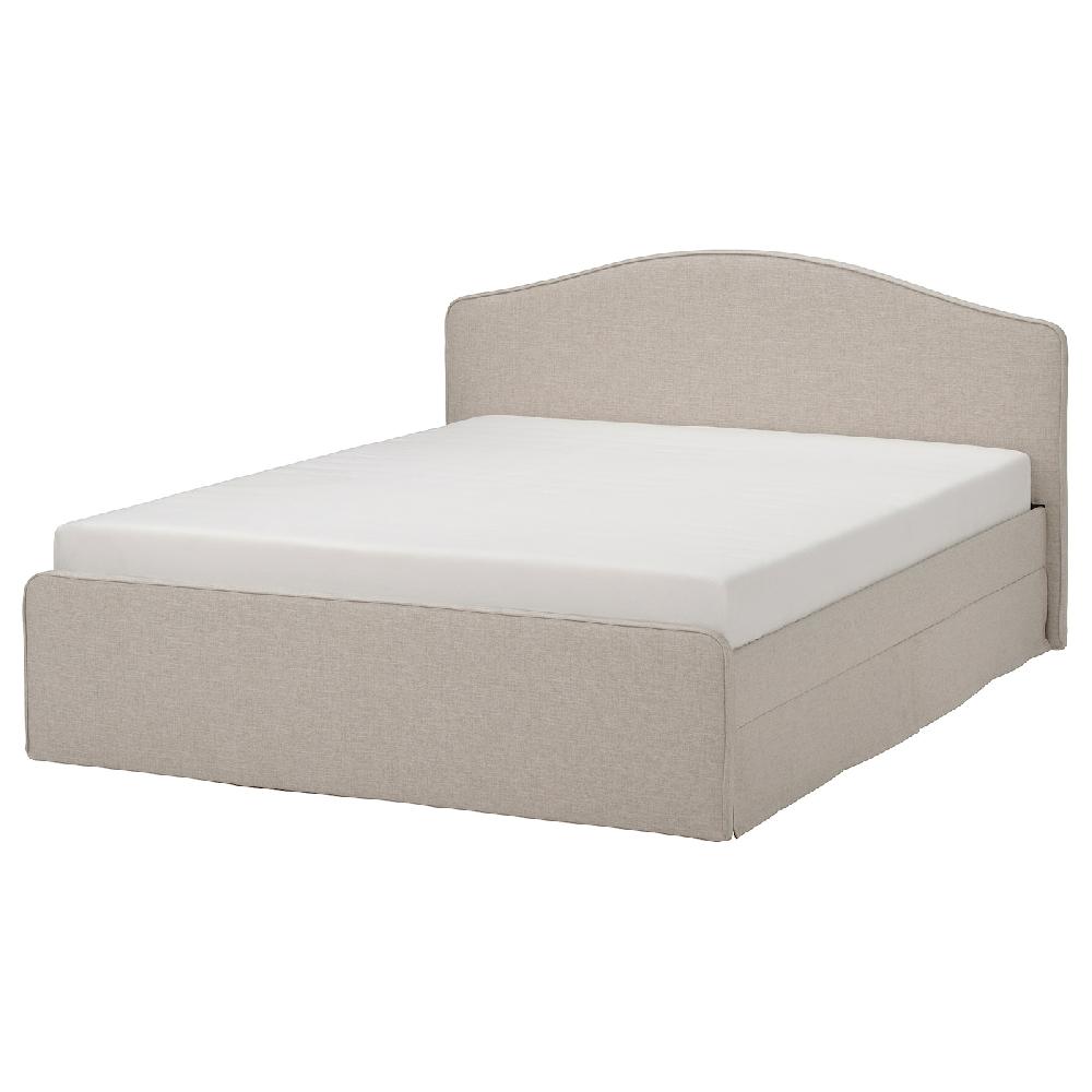 IKEA RAMNEFJÄLL Estructura cama tapizada Kilanda beige claro/Luröy 140x200 cm