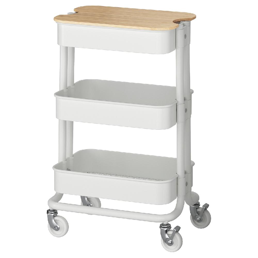 IKEA RÅSKOG / NORRÅVA Carrito+tapa blanco 28x38x61 cm