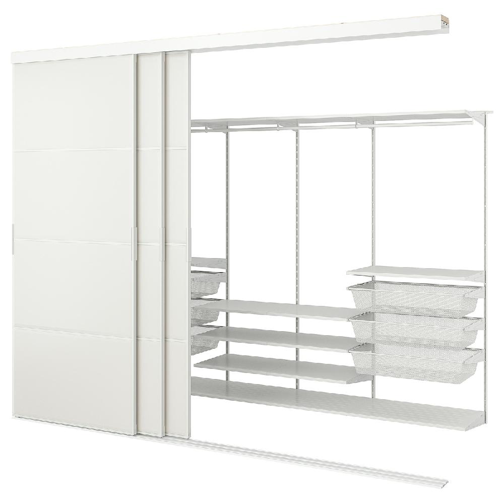 IKEA SKYTTA / BOAXEL Vestidor+puertas correderas blanco/Tjörhom blanco 301x115x240 cm