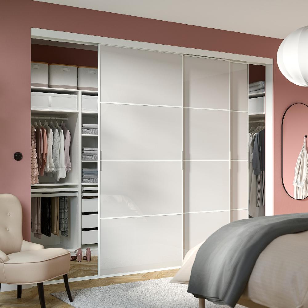 IKEA SKYTTA / HOKKSUND Puerta Corredera Combi Blanco/al Br Gr Cl 301x240 Cm