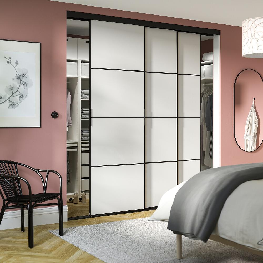 IKEA SKYTTA / HOKKSUND Puerta Corredera Combi Negro/al Br Gr Cl 226x240 Cm