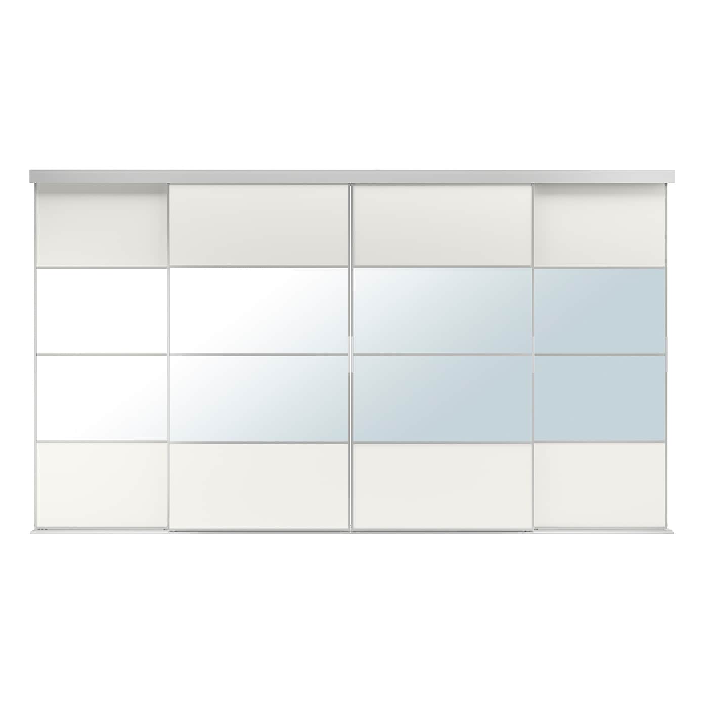 IKEA SKYTTA / MEHAMN/AULI Puerta corredera combi aluminio/blanco espejo 351x205 cm