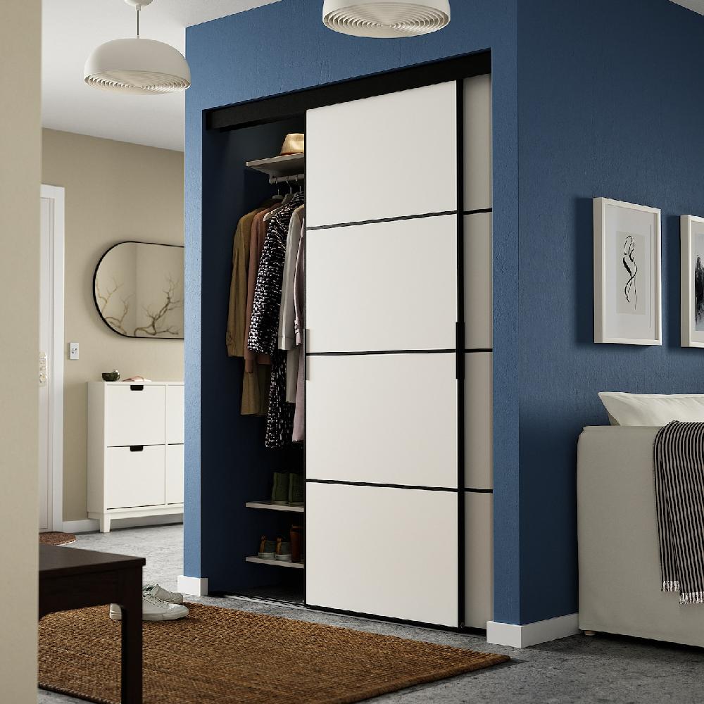 IKEA SKYTTA / MEHAMN Puerta Corredera Combi Negro/ambos Lados Blanco 152x205 Cm