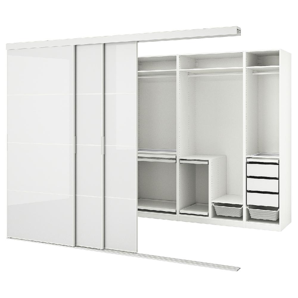 IKEA SKYTTA / PAX Vestidor+puertas correderas blanco Hokksund/al br gr cl 301x160x240 cm